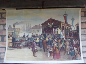 Schulwandkarte Rollkarte Wandkarte "Erste Eisenbahn in Deutschland"  70 x 100 cm - Bild 1 von 3