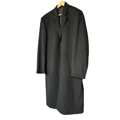 Baroni 100% Cashmere Mens Top Coat Sz 46L Charcoal Grey Overcoat Quiet Luxury - Image 1 of 4