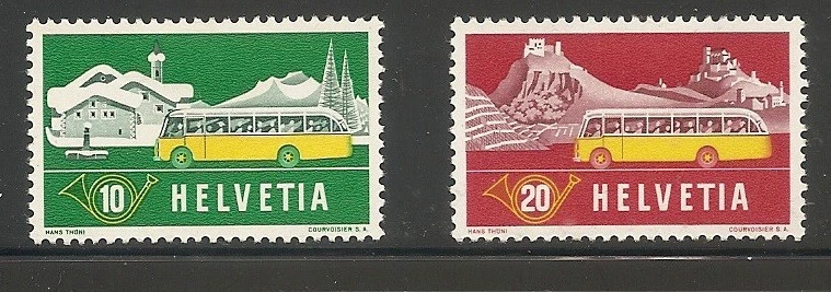 Switzerland 1953 Swiss Alpine Post Buses MH Scott#345-346 - Image 1 of 1