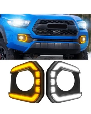 LED 雾灯挡板组件适用于 2016 - 2023 丰田塔科马 DRL 琥珀色转向信号 — 第 1/2 张图片