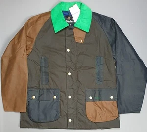 Barbour Hayden Bedale C40 Wax Jacket Mens Medium Colourblock Tartan Country Coat - Picture 1 of 8