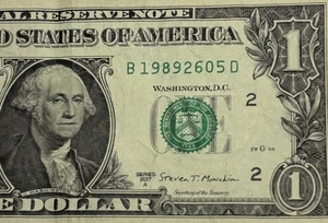 Birthday Note May 26 1989 fancy serial number 1 dollar billB19892605D FW - Picture 1 of 6