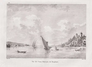 Istanbul Bosporus Rumelihisari Castle Turkey Türkei engraving Choiseul 1782 - Bild 1 von 1