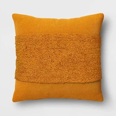 NWT Sealed bag THRESHOLD Cotton Tufted Square Gold Throw Pillow Mustard Yellow - Image 1 of 4