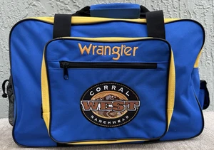 Wrangler Corral West Ranchwear Rodeo Colorblock Duffle Bag Blue Cowboy Western - Picture 1 of 14