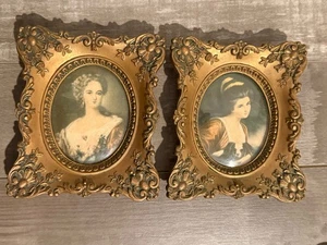 Vintage Pair A Cameo Creation - Lady Hamilton & Lady Dower Framed Portraits - Picture 1 of 8