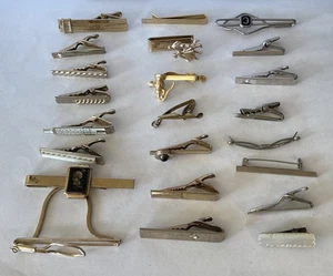 Vintage Lot of Tie Bars Clasps Vintage Men's Clips Gold - Silver Tone - Picture 1 of 4
