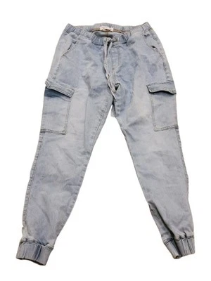 Pantalones de chándal para mujer Almost Famous azul claro lavado de mezclilla con bolsillo cargo talla L Foto 1 de 4