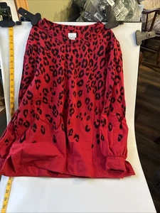 Camicetta donna CHICO'S cotone spesso modal tasca animalier rossa nera taglia 2 - Foto 1 di 13