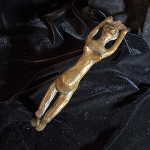 Vintage stofffrei Dame Mädchen Bronze Türgriff Frauen Knopf - Bild 1 von 7