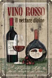 Signe En Acier Embossé Vino Rosso 300Mm X 200Mm - Bild 1 von 1