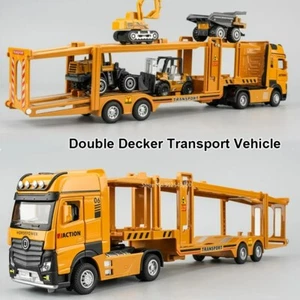 1:32 Diecast Model Double Decker Transport Truck Vehicle Excavator Car Kids Toys - Picture 1 of 7