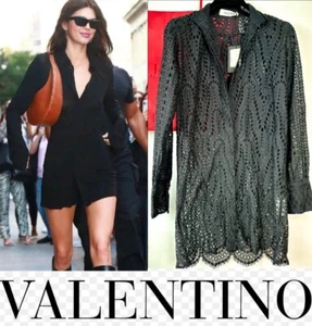2.5k NWT Valentino 2020 Lace Crochet Black 38 40 42 2 4 6 XS S M Mini Dress Top - Picture 1 of 24