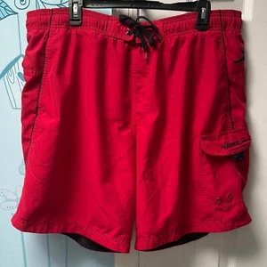 Speedo costume da bagno uomo pull-on spiaggia tavola pantaloncino rosso brillante nero logo taglia L - Foto 1 di 13