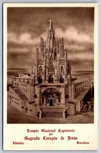 Postcard White Border Barcelona Spain Church of the Sacred Heart Of Jesus - Picture 1 of 2