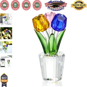 Elegant Crystal Flower Bouquet Figurine - Stunning Keepsake for Any Occasion - Picture 1 of 11