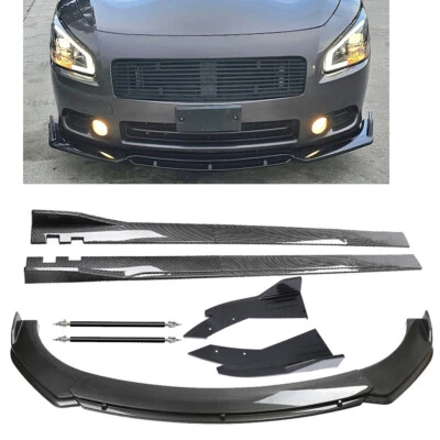 For Nissan Maxima Carbon Fiber Front Bumper Lip Spoiler Body Kit-Side Skirt A+ - Imagem 1 de 4