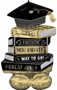 45" Stacked Books Graduation Airloonz Foil Air Balloon - Picture 1 of 1