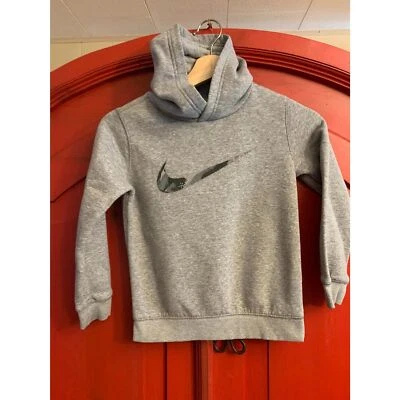 Nike Kids Size 6 Grey Gray Swoosh Logo Hoodie Sweatshirts Back to School EUC - Image 1 of 2
