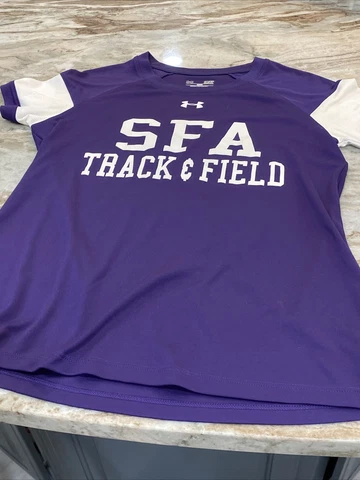 Womens Under Armour Track and Field SFA Shirt Small Purple Short Sleeve Cover