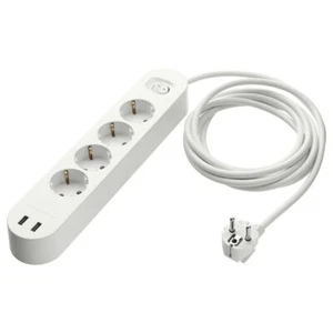 IKEA KOPPLA Enchufe europeo de 4 vías con 2 puertos USB 6x30 cm blanco - Imagen 1 de 2