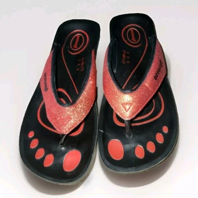 Womens AEROSOFT Red Glitter Gliteratti Orthopedic Thong Flip Flop Sandals Sz 7  - Image 1 of 4
