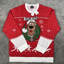 Scooby-doo Christmas Sweater Mend XL Holiday New Scooby Santa Ruh-Roh