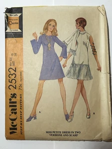 Vintage 1970 McCalls Muster 2532 Misses KLEID 2 Versionen/Schal Gr. 16 B 38 H 40 - Bild 1 von 8