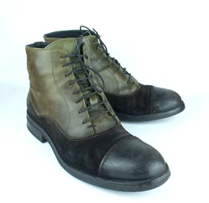 Pantanetti Botines con Cordones Cuero/Gamuza Talla EU 43 US 10 UK 9 Negro/Oliva - Imagen 1 de 12