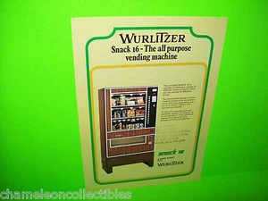 VENDEDOR DE BOCADILLOS 16 por WURLITZER ORIGINAL NOS MÁQUINA EXPENDEDORA DE BOCADILLOS FOLLETO DE VENTAS - Imagen 1 de 2