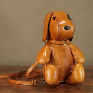 Genuine Leather Purse and Backpack Women Dog Shape Shoulder Bag Crossbody Bag - Picture 1 of 16