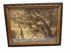 Impresión enmarcada en madera Jean Baptiste Camille Corot Vue de Mortefontaine - Imagen 1 de 9