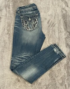 Miss Me Standard Skinny Size 28 Distressed Denim Jeans ~30x29 Actual Measurement - Picture 1 of 17