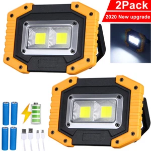 LED Work Light 2pcs pack, 2 COB 30W 1500Lumens Rechargeable Portable Work Light - Picture 1 of 11
