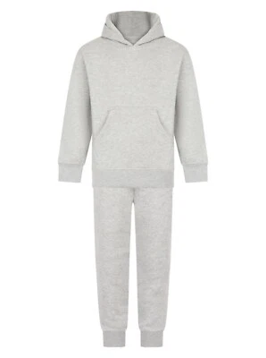 Boys Tracksuit Set Fleece Hoodie Top & Jogging Bottoms Grey Joggers Girls Pants - Image 1 of 2