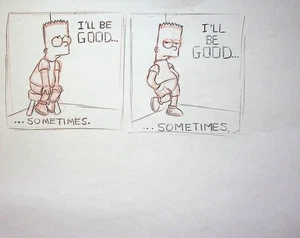 Simpsons 1990s Series Production Hand-Drawn Model Cel Layout - BART - Picture 1 of 2