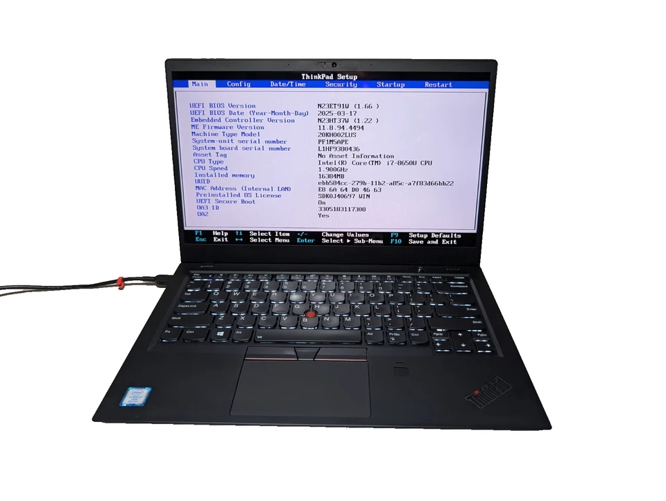 Read! Lenovo X1 Carbon 6th Gen — i7-8650U • 16GB RAM • No SSD • WQHD HDR Display - Image 1 of 4