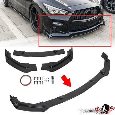 For Infiniti Q50 Base 14-17 Premium Glossy Blk Front Bumper Lip Spoiler Spiltter - Image 1 of 4