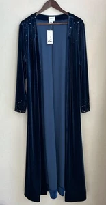 Vintage 90s Y2K Together Velvet Maxi Duster XL Neu mit Etikett Blue Beaded Fairy Whimsigoth - Bild 1 von 8