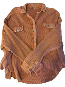 Free People FP One Scout Jacke Oberteil Waffelstrick Buttondown Oversized Medium - Bild 1 von 8