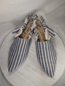Sam Edelman Rivers Flat Mules Slingback Blue/White Women's Size 9.5M - Picture 1 of 10