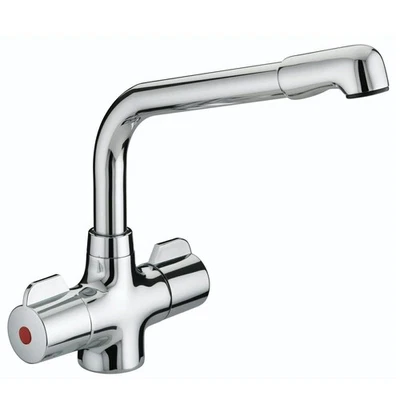 Bristan Manhatan Kitchen Sink Mixer Tap Double Lever Modern Easyfit Chrome - Image 1 of 4