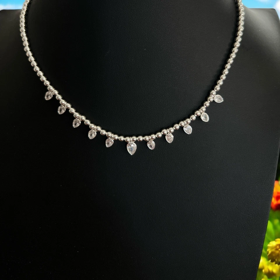 Collar Anne Klein Tono Plata/Circonita Cúbica 15" Con 3" Extensor-NUEVO CON ETIQUETAS Foto 1 de 1