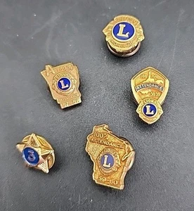 Lot of 5 Vintage 1950s Lions Club International Pins - Picture 1 of 6