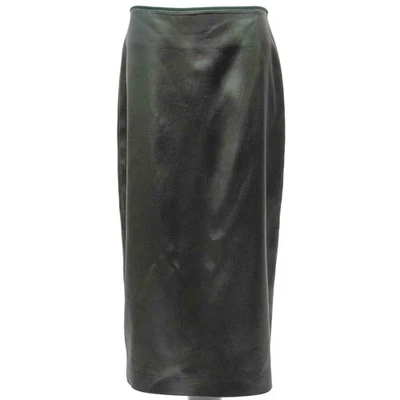 Nicole Farhi Dark Green Satin Pencil Skirt Size 12 - Image 1 of 4