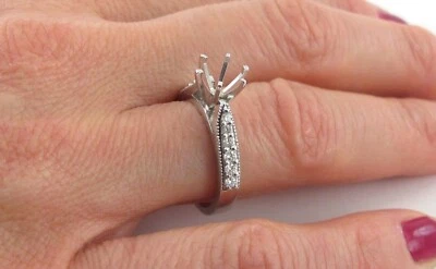  14k White Gold Diamond Engagement Semi Mount Ring  - Image 1 of 4