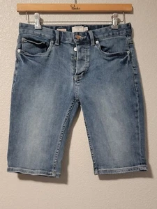 Pantalones cortos de jean Topman para mujer, talla 30, elásticos ajustados, bermudas, con botones, azul mezclilla - Imagen 1 de 12