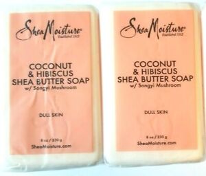 2 Shea Moisture Coconut & Hibiscus Shea Butter Soap W/ Songyi Mushroom 8oz. New
