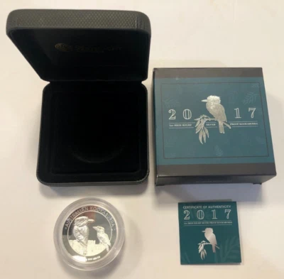 AUSTRALIA 2017 5oz .999 Silver High Relief Kookaburra Silver Proof 8 Dollar Coin - Image 1 of 4