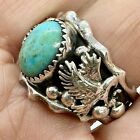 Navajo Eagle Turquoise Men's Ring Size 12 Sterling by Genevieve Francisco 11.7g